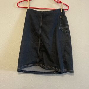 Knee length denim pencil skirt
